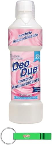 12x DEO DUE Ammorbidente Concentrato Fiori Rosa, Konzentrierter Weichspüler Rosa Blumen, ideal für alle Kleidungsstücke, 50 Wäschen 1Lt + Beni Culinari Kostenloser Schlüsselanhänger