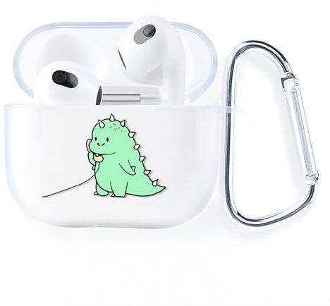 AKABEILA Hülle Kompatibel mit Apple AirPods 4 Transparente Schutzhülle Weich TPU mit Niedliches Design Karabiner AirPods 4 Gen 2024 USB-C Ladehülle LED Front Sichtbar