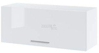Cuisineandcie - MEUBLE HAUT DE CUISINE BELLISSI Blanc Brillant, Porte Relevable L 90cm + étagère- Meuble Cuisine Rangement, Meuble Cuisine, Armoire Cuisine