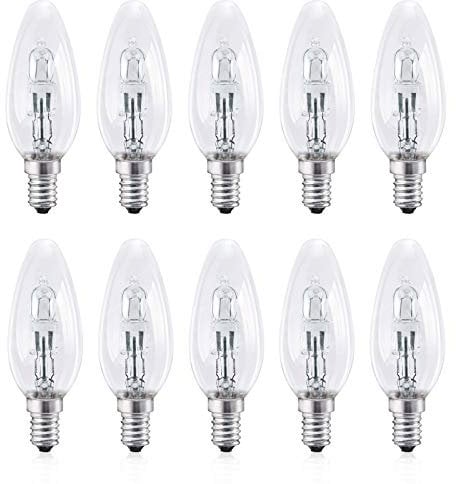 E14 Candle Bulb, Screw in Light Bulbs Warm White, E14 Ḥalogẹṇ Bulb 4̣2̣Ẉ Replace 5̣5̣Ẉ-6̣0̣Ẉ, Dimmable, 10 Pack, 230V