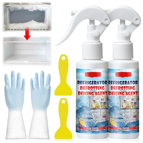 120 ML Enteiserspray für Gefrierschrank Abtauspray für Gefrierschrank | Enteisungsspray für Gefrierschrank Kühlschrank-Reiniger,Schnelles Abtauen für Kühlschränke, Gefrierschränke(2Pcs)