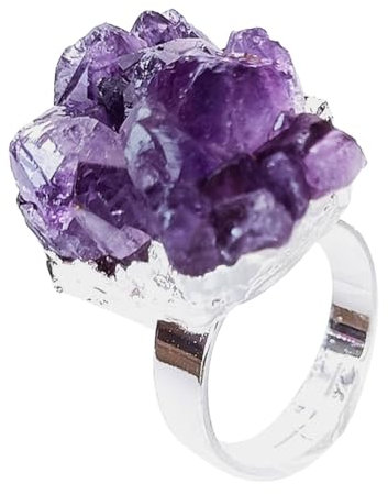Violetter roher Amethyst-Ring für Damen, verstellbarer Damenring, Amethyst, exquisiter Kristallring für Familie, Freunde, Kollegen, Refer to description, Kristall, Uni