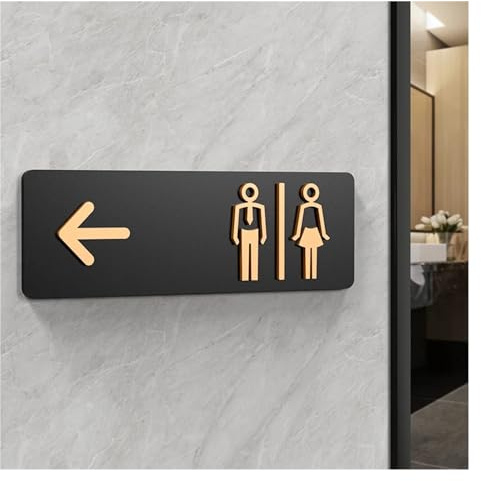 Cartello toilette Segnaletica for WC Segnaletica for bagno for uomini e donne WC Guida for WC pubblici Hotel a sinistra e a destra Segnaletica for bagno in acrilico a sinistra e a destra universale(6,