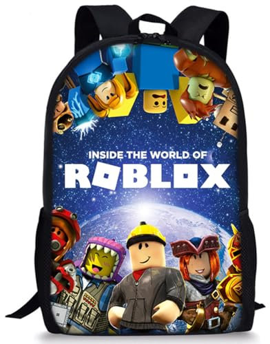 JXBBAAC Robllox Kinderrucksack, Robllox Rucksack 3D Gedruckte Schulrucksack Kinder Rucksack Schultasche Cartoon Rucksäcke Anime Tasche Kindergarten Schultasche Daypack für Kinder