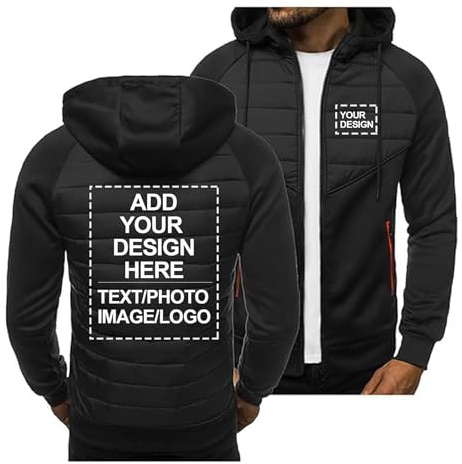 CLMETHE Custom Hoodie for Men Personalised Sweatshirt Design Your Own Jacket Add Logo Photo Text Customized Pullover Full Zip Up Jacket Spring Autumn Coat,A Mens Hoodie-XL