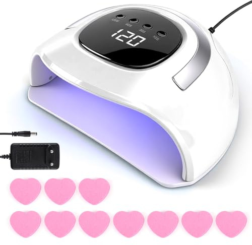 LED UV Nail Lamp, ANGNYA 162W Fast Curing UV Light Nail Dryer with 4 Timers & Auto Sensor for Gel Polish/Builder/Glue Gels Fingernail and Toenail Home & Salon Use (White)