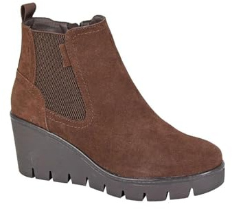 Cipriata AMINA L708 Ladies Suede Inside Zip Gusset Memory Foam Wedge Ankle Boots