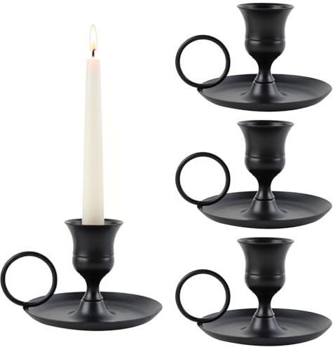 FYting KerzenstäNder,4 Stück Kerzenhalter,Stabkerzenhalter(Matte schwarz) | Deko Wohnzimmer,Rock Weinglas Kerzenhalter für Stick Kerze 1-2 cm, Weihnachten, Party, Esstisch