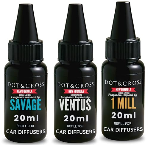 (Pack of 3) 20ml Car Diffuser Refill Inspired by Ventus, Savage, 1 Million, Alien, Rouge and Opium, Refill for Smart Car Diffusers For Men and Women