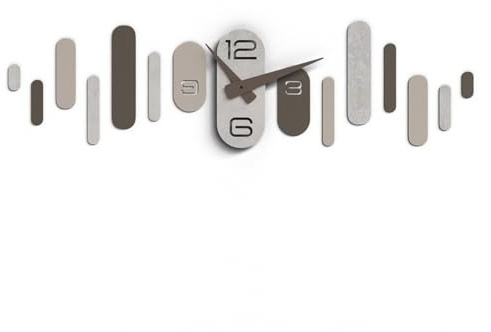 Giallobus - Geotime Uhr - Wave - MDF-Holz - Geotime - 12W_Concrete - Moderne Wanduhr – 3D-Klebezahlen – Modulares Design