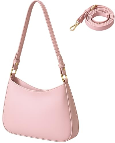 GWAWG Leather Bag for Woman,Shoulder Bag Y2K Clutch Purse for Women With 2 Adjustable Strap,Crossbody Bags,Leathers Women's Hobo Bags,Crescent Hobo Handbag,Underarm Purse (pink)