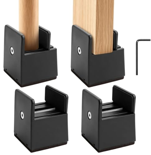 COEWUR 4 x Rehausseur de Meuble 5cm Largeur Réglable avec Serre-Joint à Vis | Rehausseur Pieds De Lit Réglable en Largeur de 10 à 50 cm Réhausseur de Canapé pour Table Chaise de Charge Lourde Noir