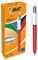 BIC 4 Farben Kugelschreiber Set 4 Colours Shine, Schaft in metallic rot, 12er Pack, Ideal für das Büro, das Home Office oder die Schule