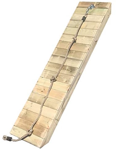 HOQ Rampe schräg mit Knotenseil für Spieltürme Kletterwand für Stelzenhäuser (für Podesthöhe 80 cm, Breite 62 cm)