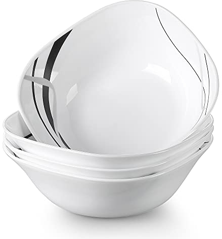 Salatschalen, VEWEET Fionaglas 4-teilige Suppenschalenaus aus Opalglas, 1500ml, 22,5 x 22,5 x H 7,1cm | Ergänzung zum Kombiservice 'Fionaglas'