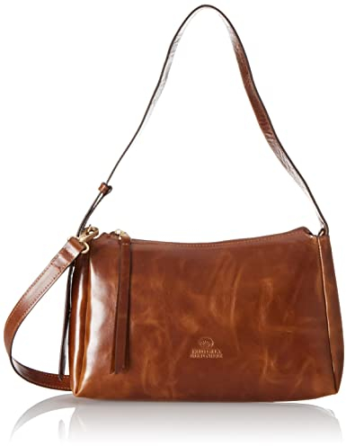 Fred de la Bretoniere Damen FRB0427 Shoulderbag shiny napp, Cognac, Einheitsgröße EU