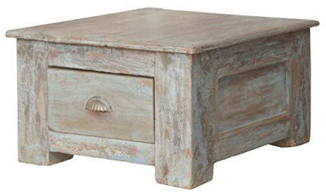 GURU SHOP Kaffeetisch, Couchtisch, Bodentisch, Vintage Design - Modell 14b, Weiß, 35x56x66 cm, Kaffeetische & Bodentische