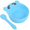 Set Pappa Svezzamento, Piatto Svezzamento e Cucchiaio, Adatto per lo Svezzamento Neonati, Set Pappa Bimbo in Silicone Alimentare, Set Neonato per Alimentazione Autonoma Azzurro, Privo Di Bpa.