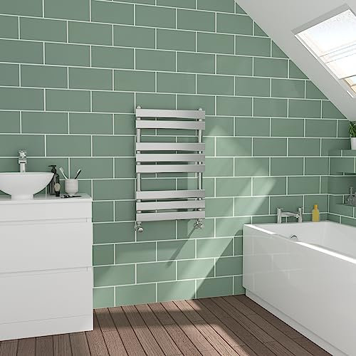 Warmehaus Flat Panel Chrome Towel Radiator Bathroom Heated Towel Rail 800x500mm