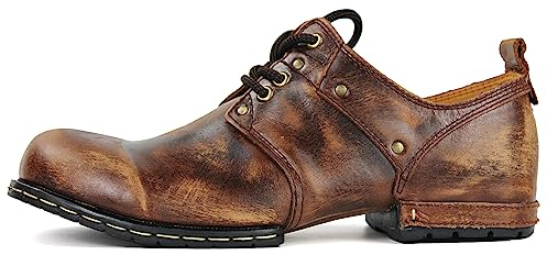 COWSDELLA Uomo Marrone chiaro Stivali Chukka Allacciati Moto Casual Pelle Abito Stivaletto per Uomo Moda 6015-1-C-8.5-R
