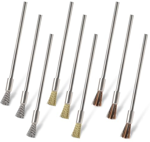 Drahtbürsten Edelstahl Drahtbürste für Bohrer, 9 Stück 3 Farben 3 mm Drahtbürste Klein Drahtbürstemini Drahtbürste Edelstahl Stahldraht Pinsel zum Reinigung von Rost Korrosion Schmutz Farbe