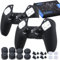 YoRHa Silicone Skins Cover for PS5 Controller x 2 (BLack) with Thumb Grips x 8, Plugs x 8, Anolog Protectors x 4