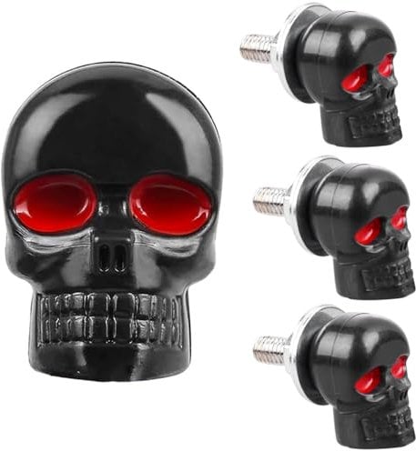 WADY 4Pcs Number Plate Screws,Skull License Plate Bolts Anti-Theft Car Tag Frame Screws for Most Vehicle Motorcycle for Car and Motorcycle (Black)