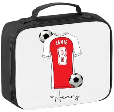 Pickhut Personalised Football Team Shirt & Jersey Kit Lunch Bag Back to School Gift for Kids, Customised with Name/Number/Text Boys Lunch Box (D3)