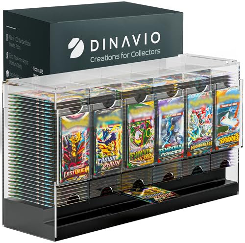 Dinavio Crafthouse Booster Pack Spender mit 6 Schlitzen und schwarzem Boden – Moderner Kartenspender für TCG und Sportkarten-Booster – 4 mm, Länge: 44,7 cm, Breite: 12,7 cm, Höhe: 24,1 cm