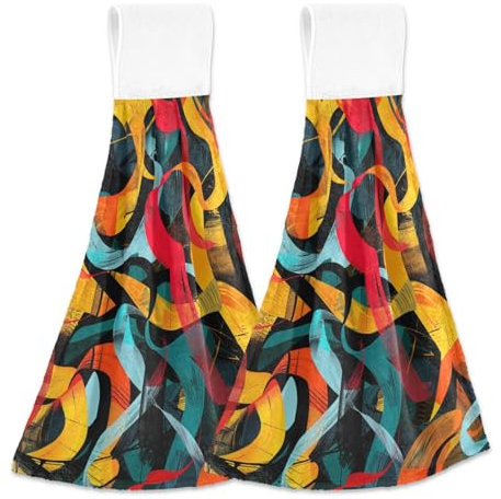 Amooorous Waschlappen mit abstrakter Textur und Aufhängeschlaufe, 2 Stück, Waschlappen, Duschtuch, Ostern, Küche, Geschirrtücher