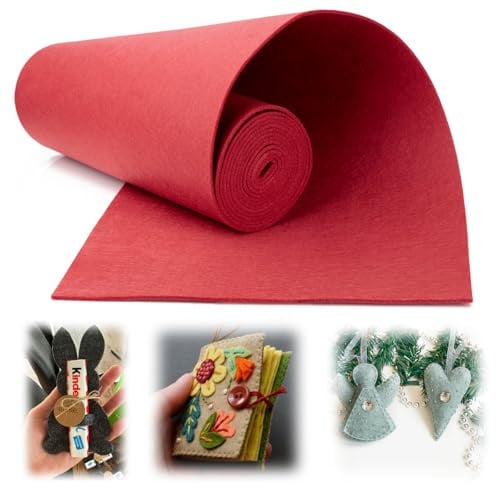 Mbsomnus Filz Meterware 3 mm Dick 40×300 cm Filzmatte Rot | Filzstoff Meterware, Polyester, Filzrolle, Filzmatten zum Zuschneiden, DIY Basteln, Nähen, Stickfilz, Katze Dekorationfilz