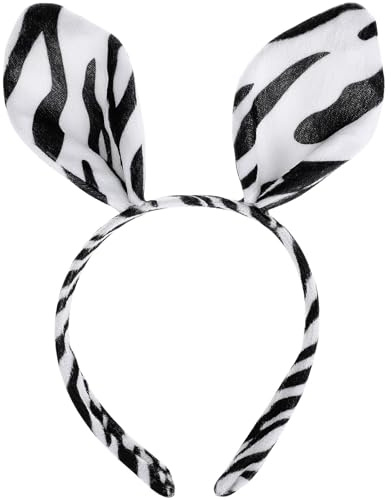 SILENRADAWN Zebra Ohren Erwachsene Tierohren Haarreif aus Plüsch und Kunststoff Bequem für Lange Tragezeit für Halloween Party und Kostüm
