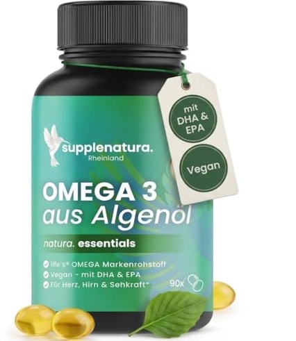 life´s™ Omega 3 Algenöl, 90 vegane Softgel Kapseln Supplenatura® | Markenrohstoff, Triglycerid-Form, Hochwertiges EPA und DHA, Laborgeprüfte Qualität aus Deutscher Herstellung