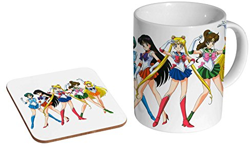 Sailor Moon Manga Anime Girls Ceramic Coffee MUG + Coaster Gift Set …