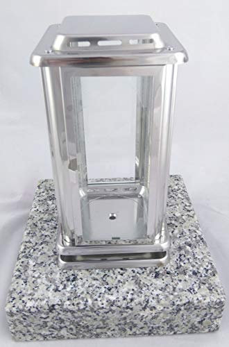 Lámpara de sepulcro Designgrab Royal, de acero inoxidable, con base de granito de Silesia, Tarn, Striegau, Dornberg, de Clair Du Tarn, lámpara de decorativa para tumba, luz de cementerio