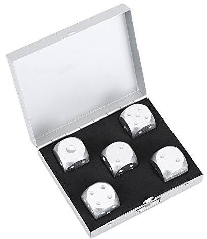 Würfel Silber,Lustige Geschenke Für Männer,Wuerfel Silber,Polyedrische Würfel Set Metall Dnd Würfel Set,5Pcs Aumlegierung Tispiel Poker Spiele Würfel Set Mit Aufbewahrungsbox(Quadrat-Silber)