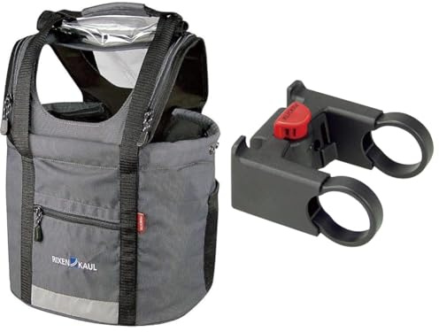 Rixen und Kaul Doggy Panier vélo pour Chien Noir, Gris, Taille Unique & 2110 - Adaptateur de Guidon - Noir