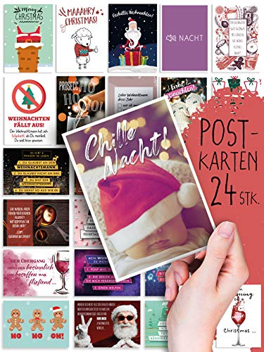 Weihnachten: 24 lustige POSTKARTEN | Witzige Bilder/Motive | Sprüche/Texte | Merry Christmas | Humor | Fest | Xmas | Karten-Mix | Geschenk | Tiere | Süß | Spruch | Humor | Grußkarte | Deko