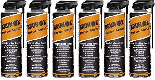 6x BRUNOX TURBO SPRAY 500ml Schmiermittel,Korrosionsschutz,Kontaktspray,Kriechöl,Wartungsspray