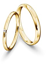 JC Trauringe Gold 585 Paarpreis Poliert I Einzigartige Partnerringe Gelbgold mit Gravur in edler Schatulle I 2 Hochzeitsringe Herrenring & Damenring mit Zirkoniastein ICT20