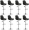 HUOLE Lot de 8 tabourets de Bar, Tabouret de Bar en Cuir synthétique réglable en Hauteur,tabourets de Bar Cuisine Design SIG,Réglable en Hauteur et Rotative à 360°-Noir-8pc