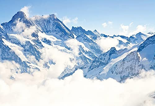 Renaiss 4.5x3m Fondo de fotografía de montaña Nevada Invierno frío Paisaje de montaña nevado Fondo al Aire Libre Cubierto de Nieve Naturaleza Alpina Telón de Fondo de Viaje Accesorios de Estudio