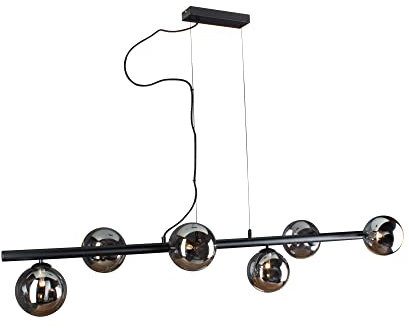 Eco-Light Leuchten Pendelleuchte Neptun in Mattschwarz aus Metall,moderne Hängeleuchte,6x G9 max.28W,Esstischlampe 6 flammig,Wohnzimmerlampe,Glasleuchte,Hängelampe