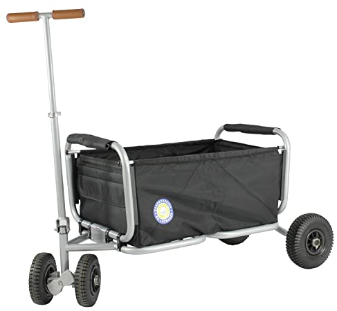 Beachtrekker Life Faltbarer Bollerwagen + Feststellbremse, klappbarer Handwagen mit Vollgummireifen (Schwarz)