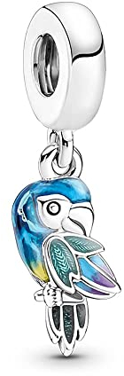 LaMenars Der Papagei-Charm für-Armbänder, 925er Sterlingsilber, Perlen-Charms mit kubischem Happy Birthday, Jubiläum, Schmuck, Geschenk für Frauen, Mädchen, Ehefrau