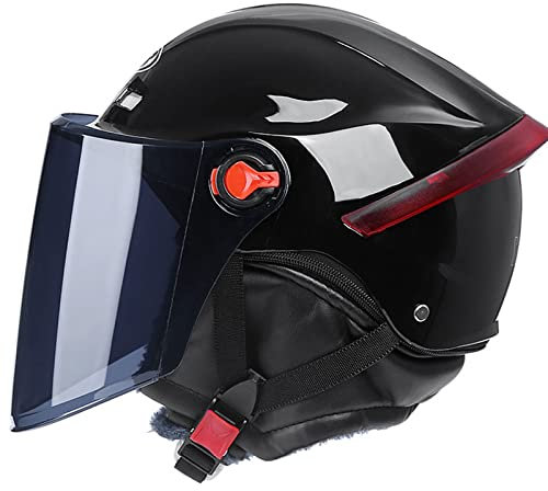 Casques Vintage à Face Ouverte avec Visiere, Casque Jet Demi-Casques Retro ECE Homologué Casque Cap de Moto Vintage pour 4 Seasons Adult Cruiser Chopper Scooter(56-62cm) (Color : T1)