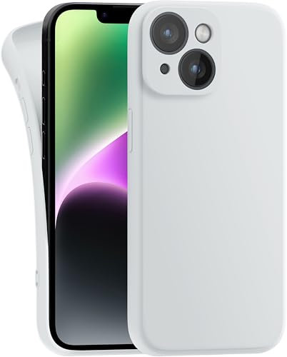 MyGadget Hülle Kompatibel mit iPhone 14 - robuste Silikon Schutzhülle TPU Case Slim Silikonhülle - Back Cover Kratzfest Handyhülle - Matt Weiß