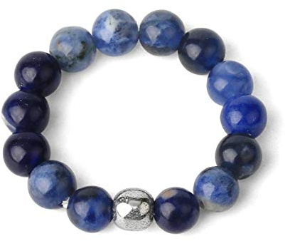 YANQSHM Ringe Frauen, Offene Ringe Aus Natürlichem Sodalith-Stein, Elastisches Seil, Perlen, Reiki-Balance, Verstellbare Fingerringe, Schmuck, Hochzeitsgeschenk Für Frauen Und Männer Mit Geschenkbox