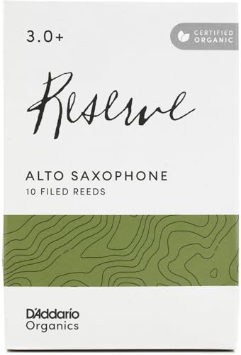 D'Addario Organisch Reserve Alto Saxophon-Stimmzungen - Saxophonrohre - Das erste und einzige Bio-Schilfrohr - 3.0+ Stärke, 10 Packung