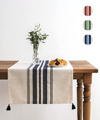 pamuq Tischläufer Baumwoll-Leinen, dunkel-blau, 50x150 cm, abwaschbar - Table Runner Läufer Tisch-Deko Tischband Tafeltuch Tischtuch